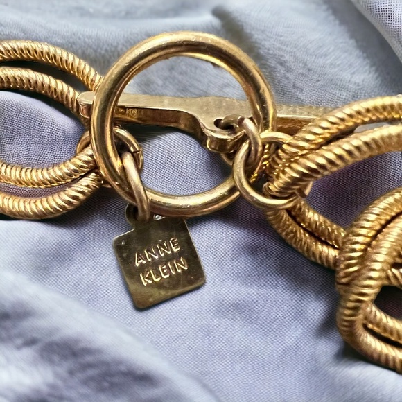 ANNE KLEIN Vintage Collar Necklace Chunky Double Link Chain 18” - Picture 2 of 4